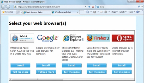 Browser Keuze scherm